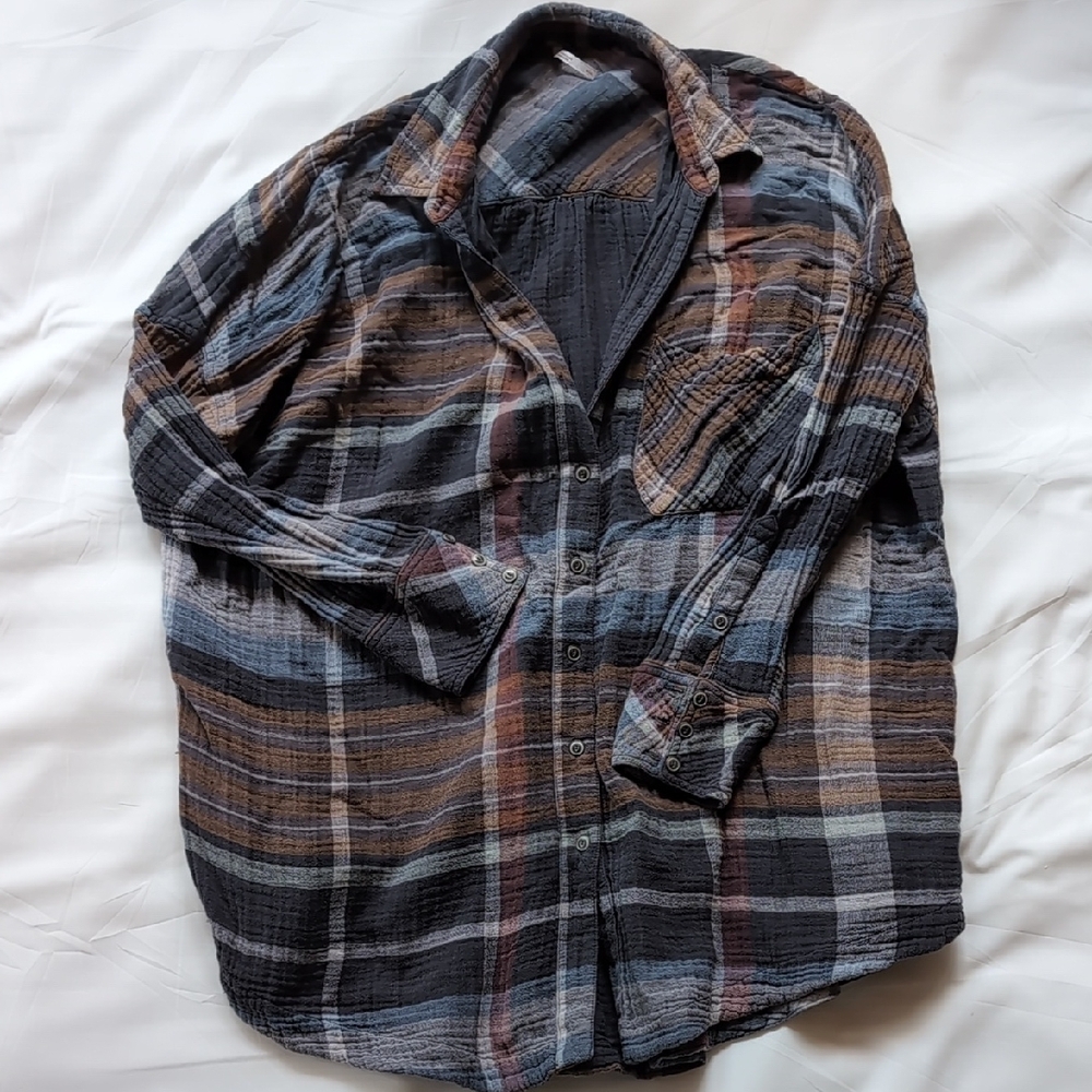 Free People Plaid Button-Up Shirt